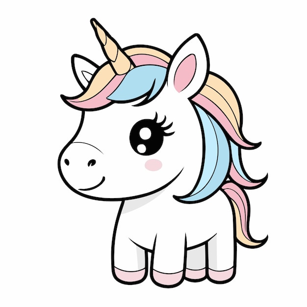 Cute Unicorn vector Illustration for Kids Story Books and Coloring Books