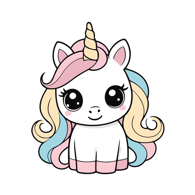 Cute Unicorn vector Illustration for Kids Story Books and Coloring Books