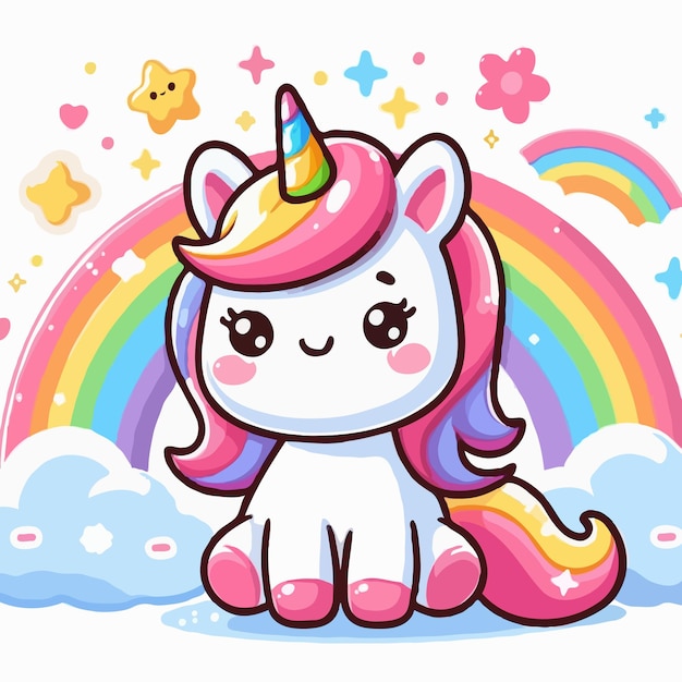 cute Unicorn vector on white background