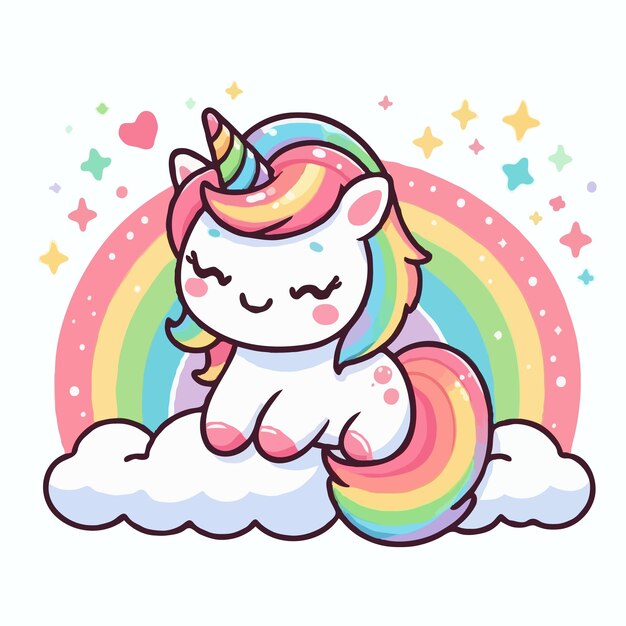 cute Unicorn vector on white background