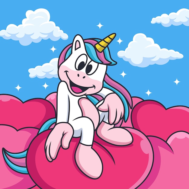 Cute Unicorn with Background of Loves