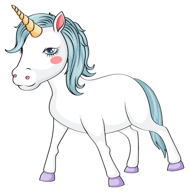 Cute Unicorn with Purple Mane