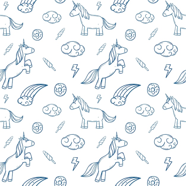 cute unicorn with seamless pattern