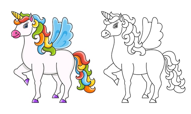 Cute unicorn with wings Magic fairy horse