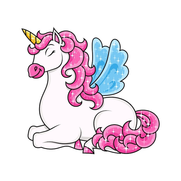 Cute unicorn with wings Magic fairy horse