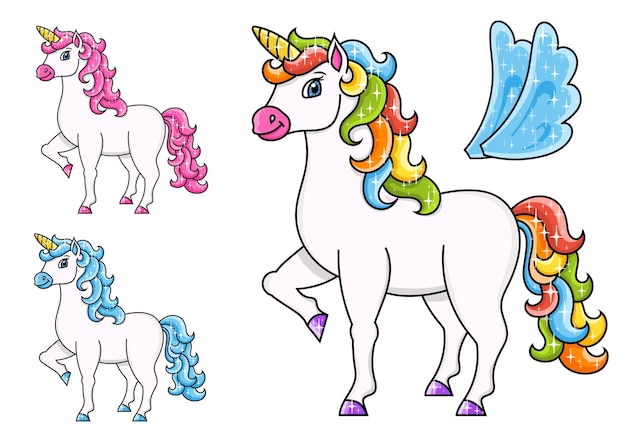 Cute unicorn with wings Magic fairy horse