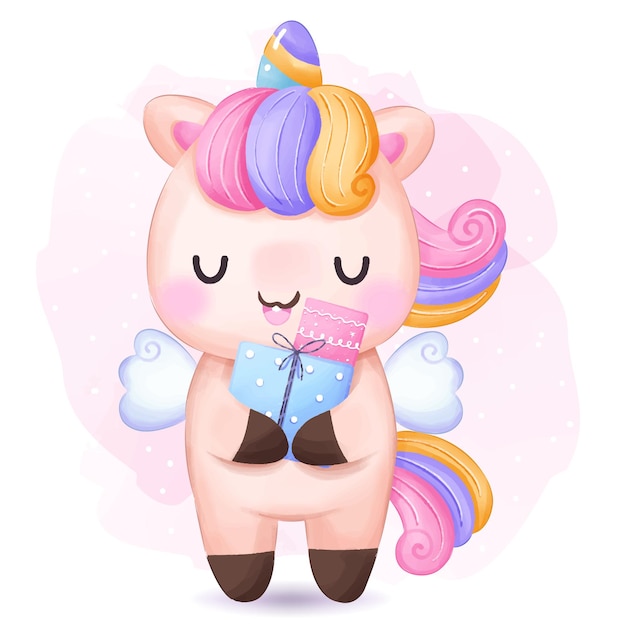 Cute Unicorns Birthday Party Illustration