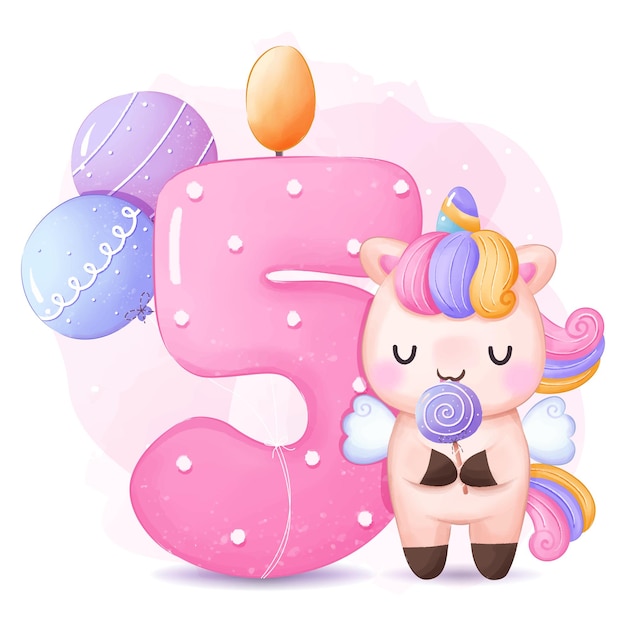 Cute Unicorns Birthday Party Illustration