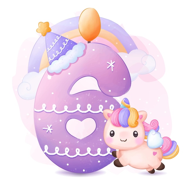 Cute Unicorns Birthday Party Illustration