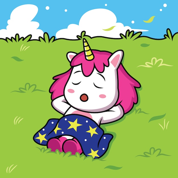 Cute unicorns cartoon are sleeping