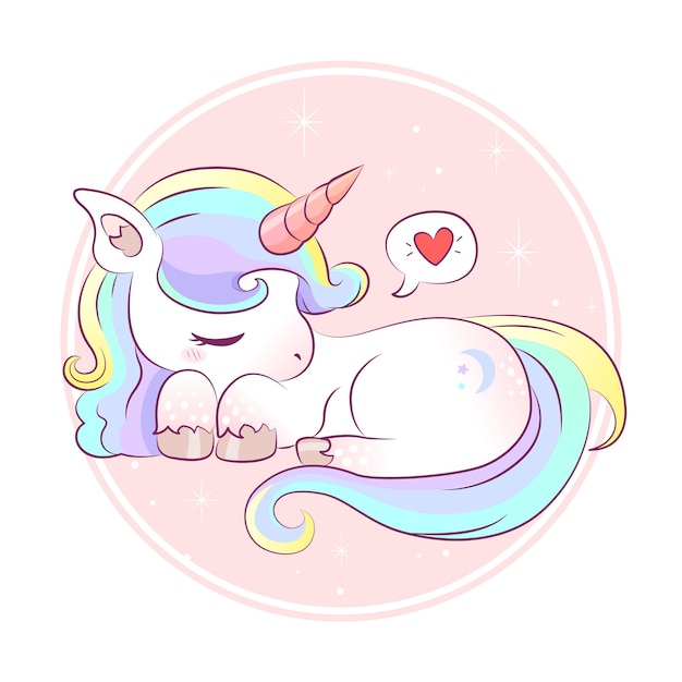 Cute unicorns element stickers