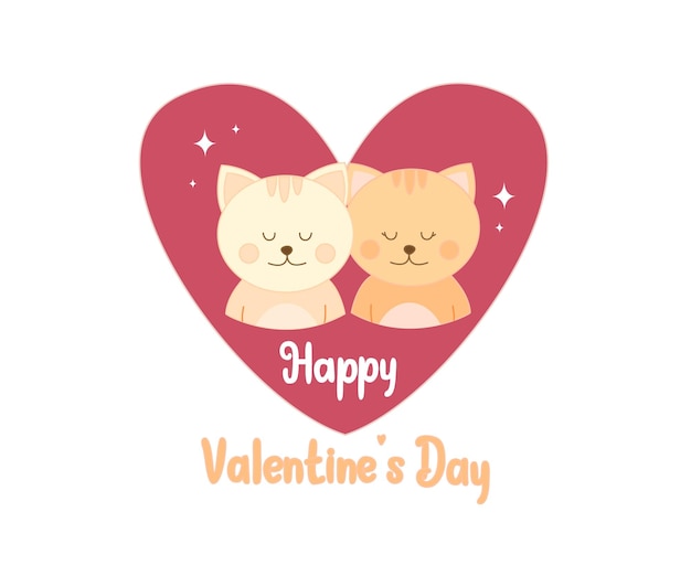 Cute valentine s day cat coupleValentine s day animal couple with cute