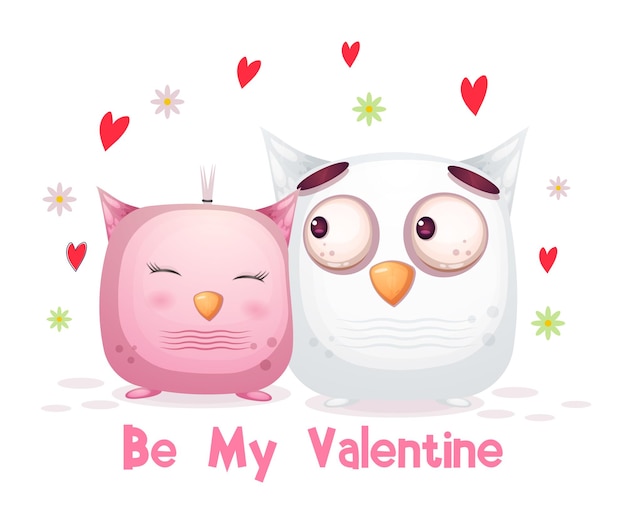 Cute valentine's day owl couple