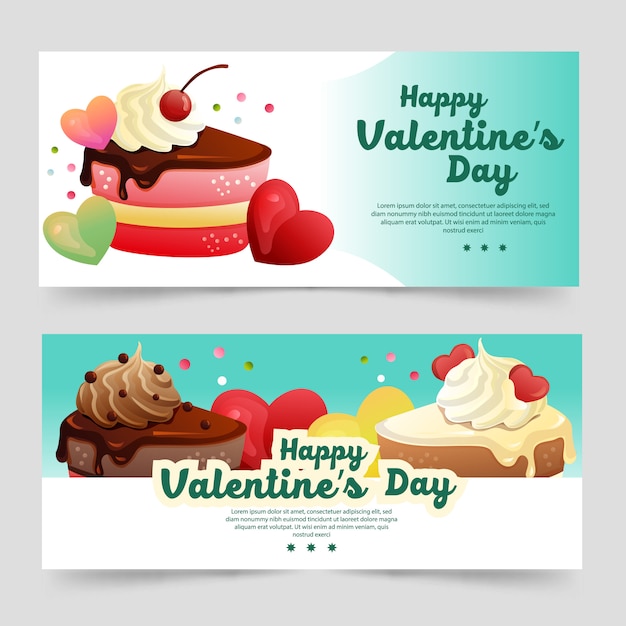 Cute valentine theme banner with cute tart