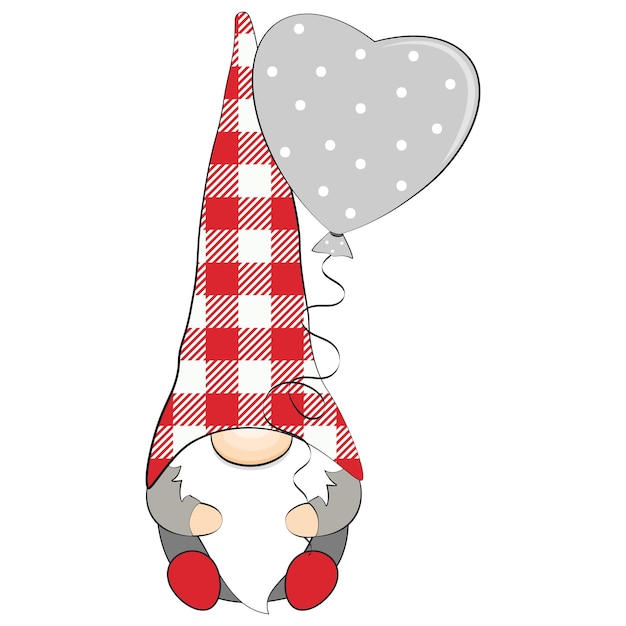 Vector cute valentines day gnome. vector stock illustration.