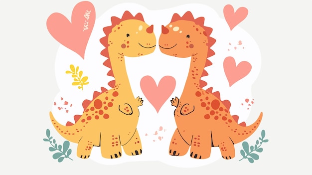 Vector cute valentines dinosaurs clipart for designs and projects