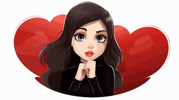 Vector cute vampire girl with thought bubble cartoon illustration