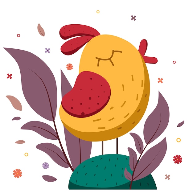 Cute vector cartoon bird Flat illustration