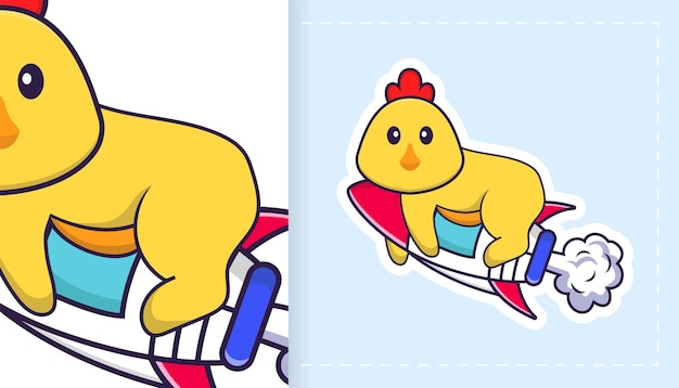 Cute vector chicken. Can be used for stickers, patches, textiles, paper.