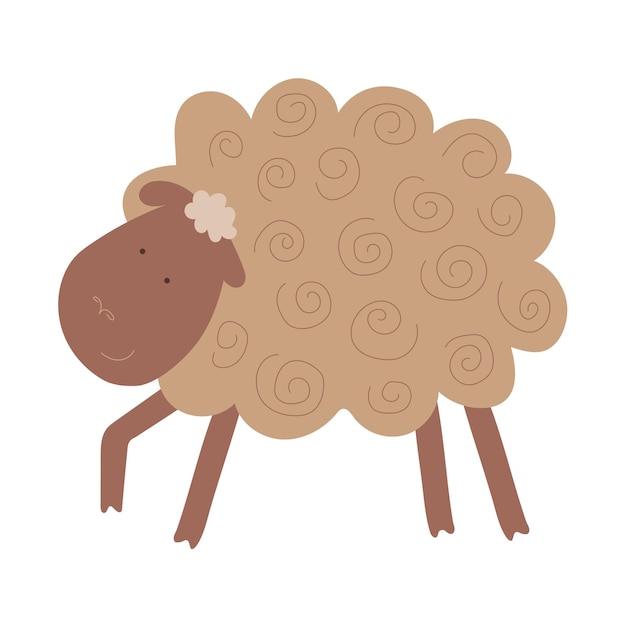 Cute vector drawing of a sheep in boho style on a white background Clipart for baby or design