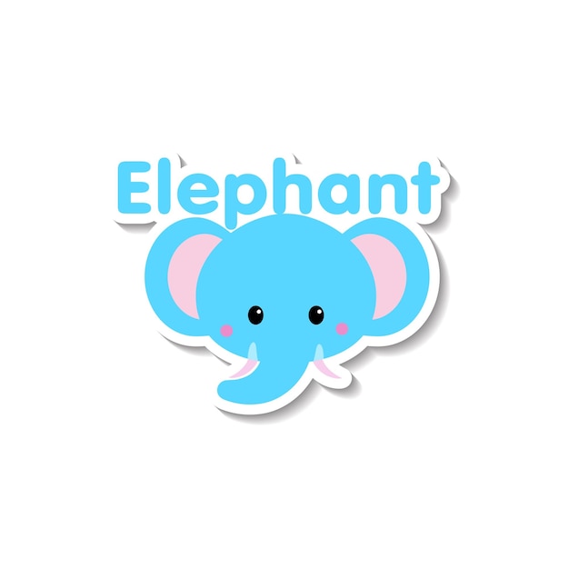 Cute vector elephant face sticker