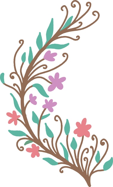 Vector cute vector flat illustration of flower floral ornament for decoration clip art