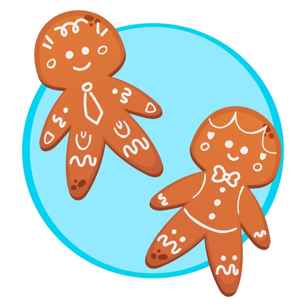 Vector cute vector gingerbread man cookies