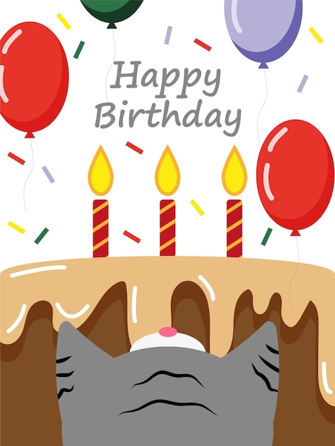 Cute vector happy birthday greeting card.