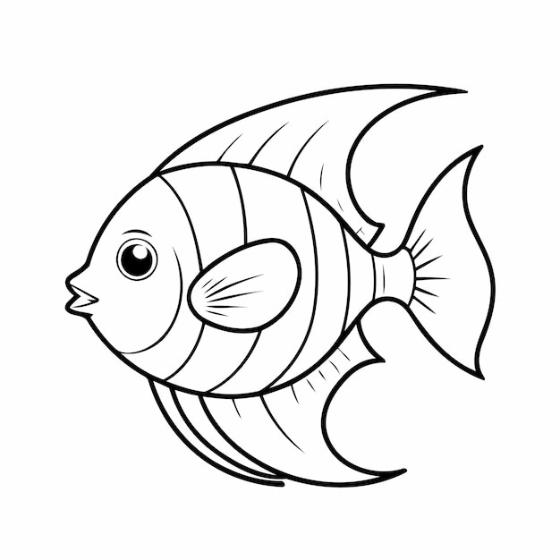 Cute vector illustration Angelfish doodle for toddlers worksheet