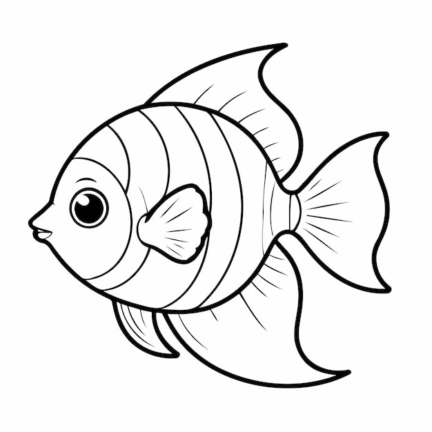 Cute vector illustration Angelfish hand drawn for kids coloring page