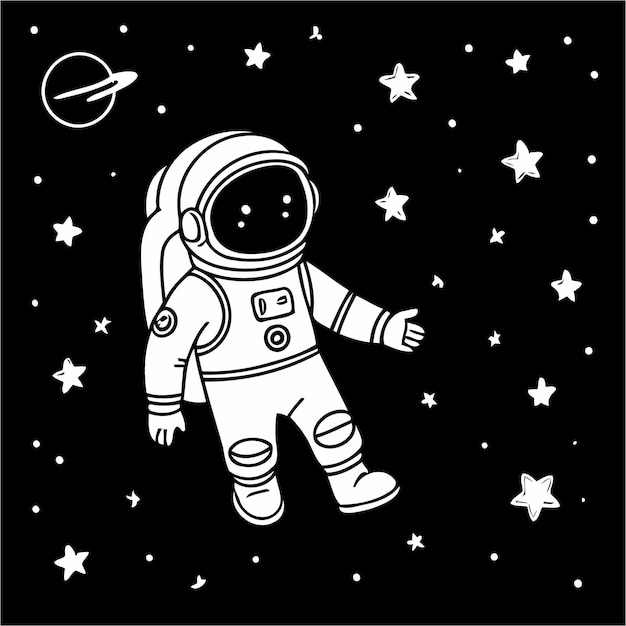 Vector cute vector illustration astronaut drawing for children page