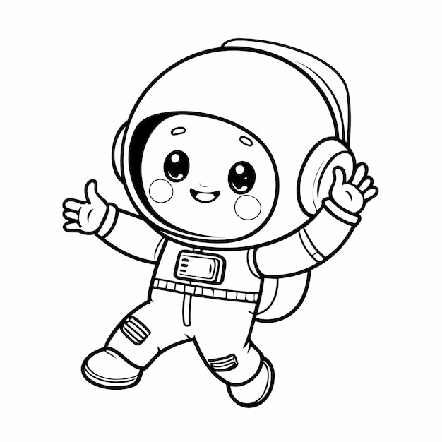 Cute vector illustration astronaut drawing for toddlers colouring page