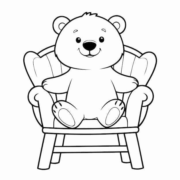 Cute vector illustration Bear for kids coloring activity page