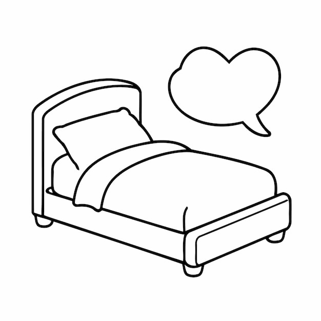 Cute vector illustration Bed for children colouring activity