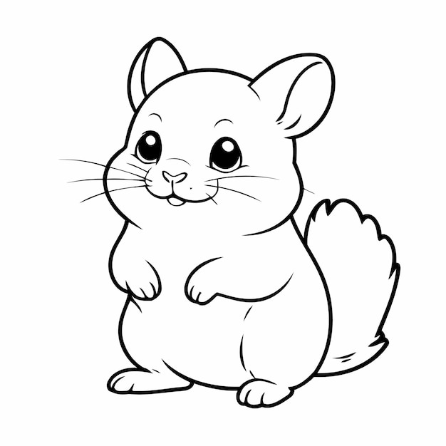 Vector cute vector illustration chinchilla doodle black and white for kids page