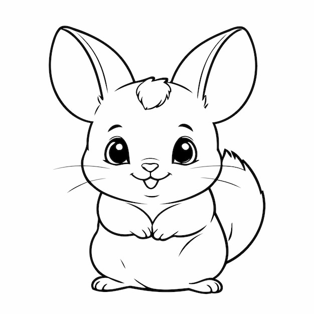 Cute vector illustration Chinchilla drawing for kids colouring page