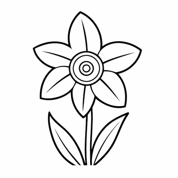 Cute vector illustration Daffodil drawing for kids page