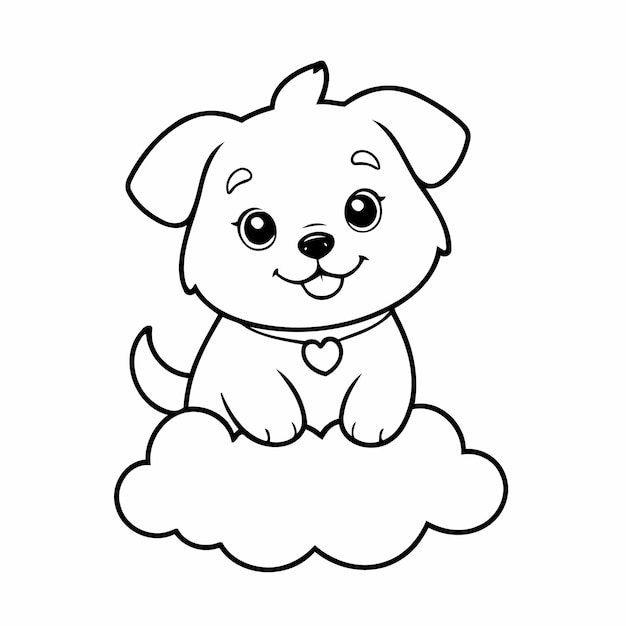 Cute vector illustration Dog for kids colouring page