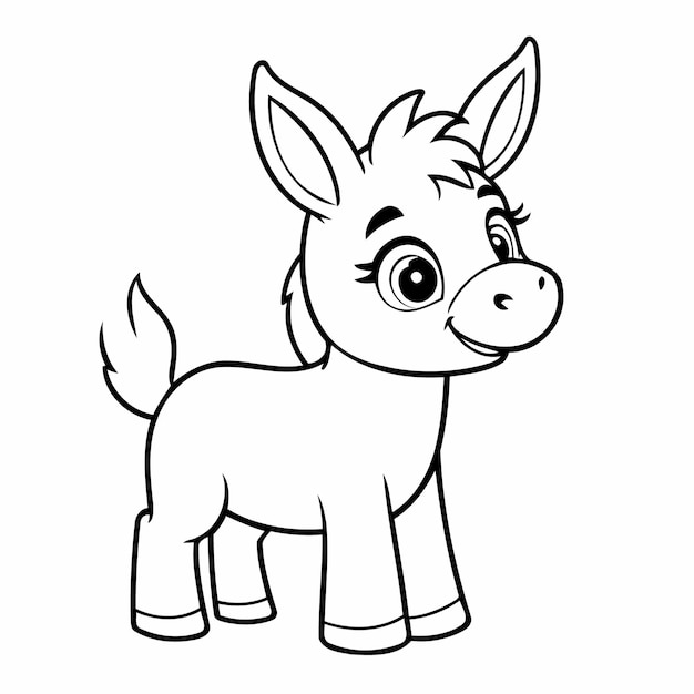 Vector cute vector illustration donkey drawing for toddlers book