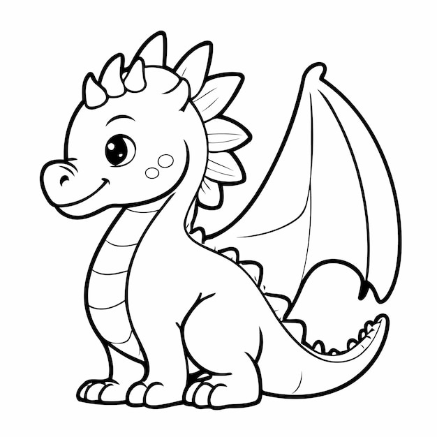 Cute vector illustration Dragon doodle for kids coloring worksheet