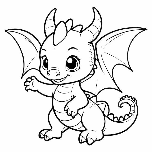 Cute vector illustration Dragon doodle for toddlers coloring activity