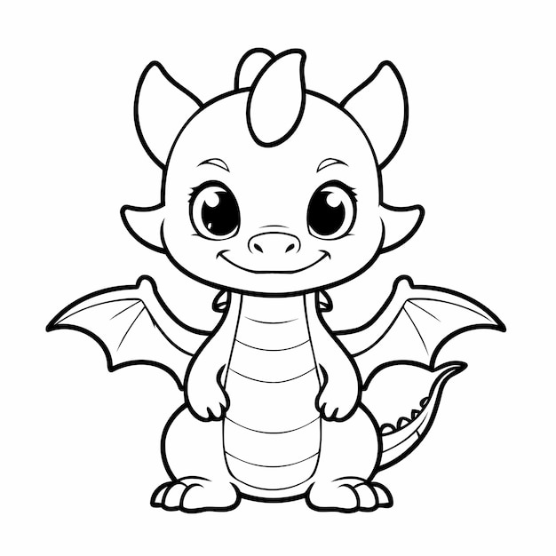 Vector cute vector illustration dragon hand drawn for kids page