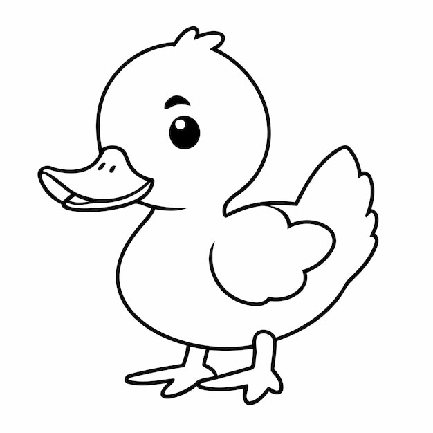 Vector cute vector illustration duck doodle for kids coloring worksheet