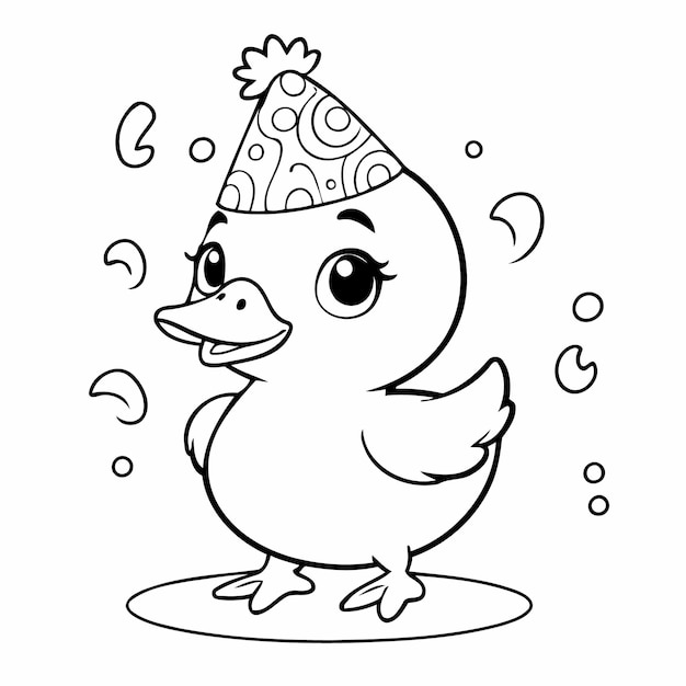 Cute vector illustration duck doodle for toddlers colouring page