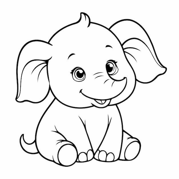 Vector cute vector illustration elephant drawing for children page