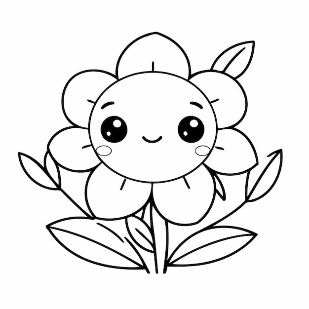 Vector cute vector illustration flower doodle for toddlers coloring activity