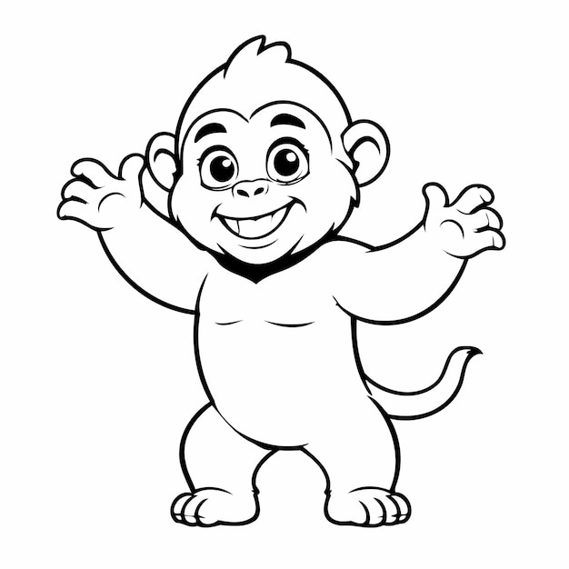 Cute vector illustration Gorilla doodle for children worksheet