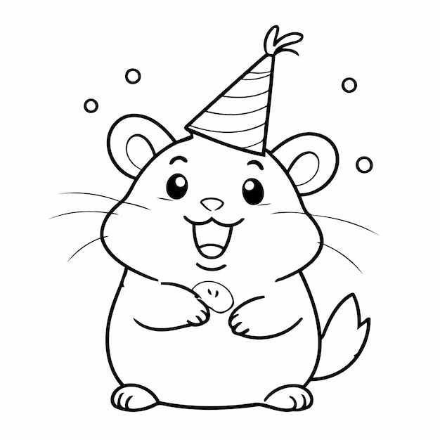 Cute vector illustration hamster colouring page for kids