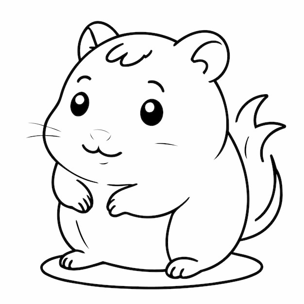 Vector cute vector illustration hamster drawing for kids page