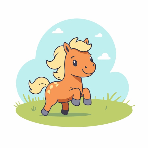 Vector cute vector illustration of a horse for children story book